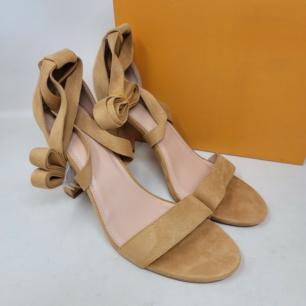 Huiyuzhi Womens sandals Size 10 M Tan Strappy Open Toe Shoes